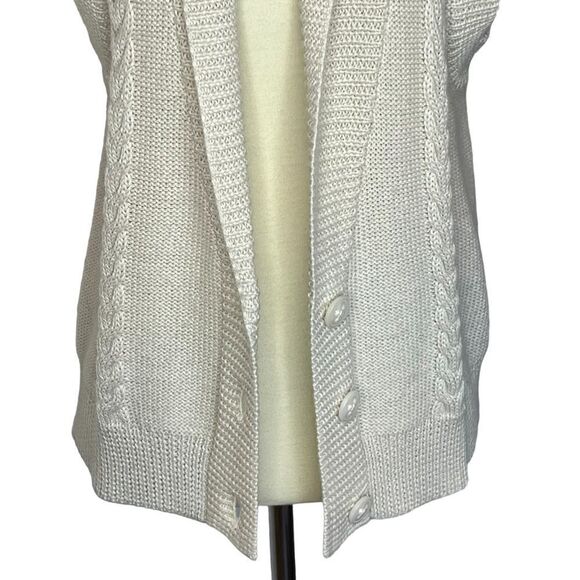 ORVIS cable knit sweater vest button front beige size S - Picture 5 of 10